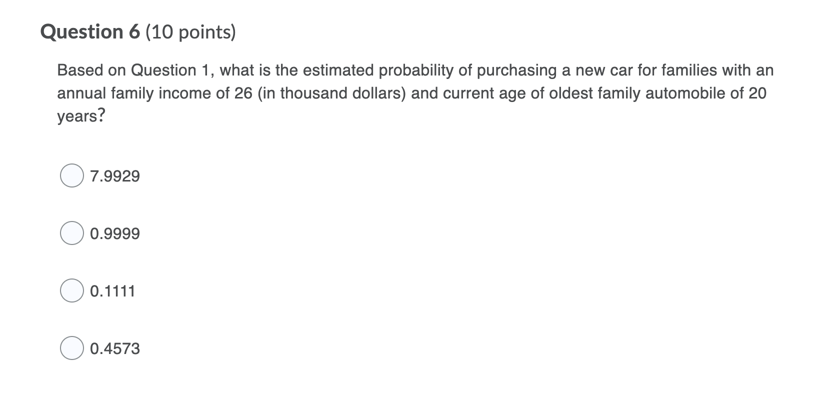 Solved Question 6 (10 points) Based on Question 1, what is | Chegg.com