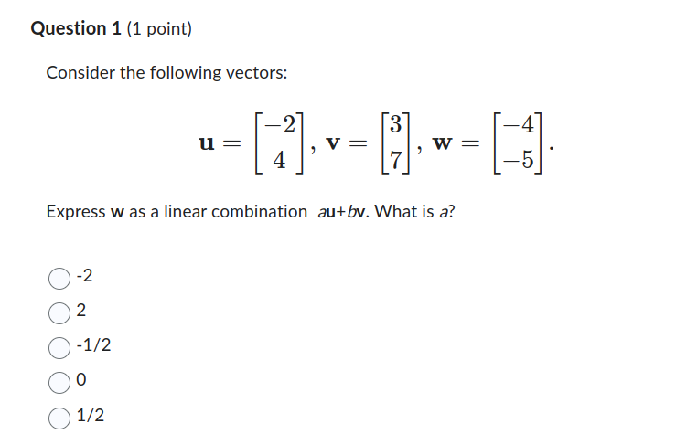 Solved Consider The Following Vectors: | Chegg.com