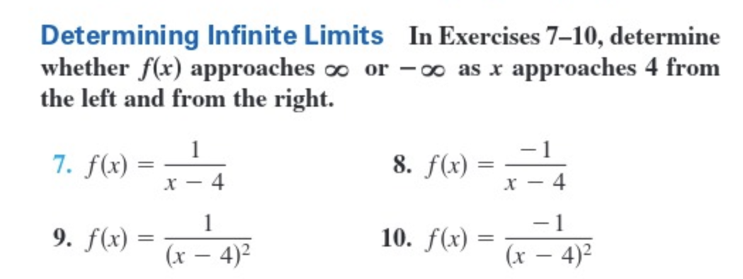 Solved Determining Infinite Limits In Exercises 7-10, | Chegg.com