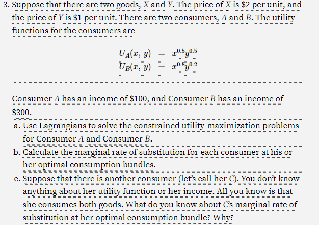 Solved Suppose That There Are Two Goods, X And Y. The Price | Chegg.com