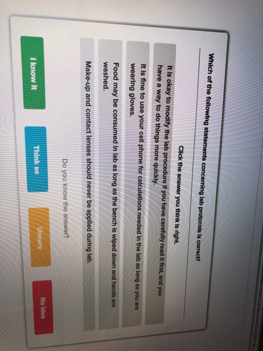 Solved Which of the following statements concerning lab