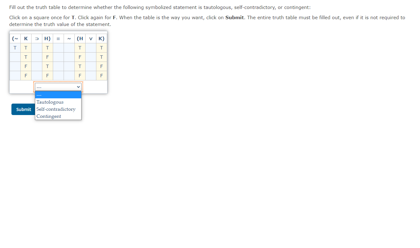 Solved Fill out the truth table to determine whether the | Chegg.com
