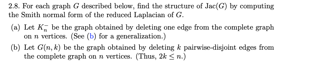 2.8. For each graph G described below, find the | Chegg.com