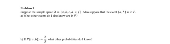 Solved Problem 1 Suppose The Sample Space Ω = {a, B, C,d, E, | Chegg.com