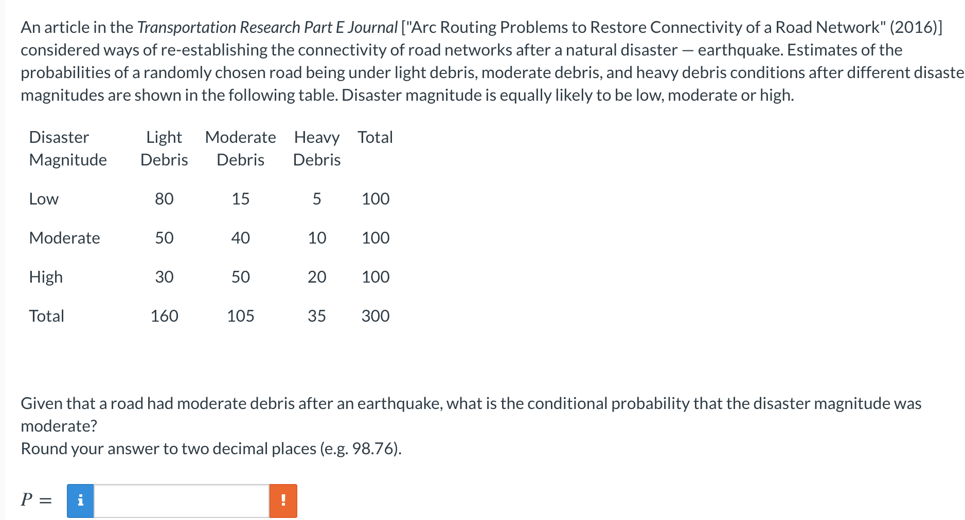 Solved An Article In The Transportation Research Part E | Chegg.com