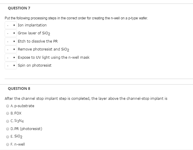 Solved QUESTION 7 Put the following processing steps in the | Chegg.com