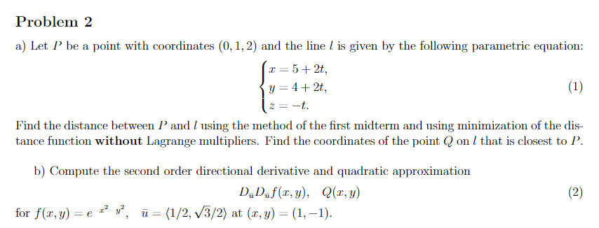 Solved Problem 2 a) Let P be a point with coordinates | Chegg.com