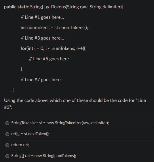 Solved public static String[] getTokens(String raw, String | Chegg.com