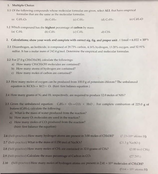 Solved 1. Multiple Choice: 1.1 Of the following compounds | Chegg.com