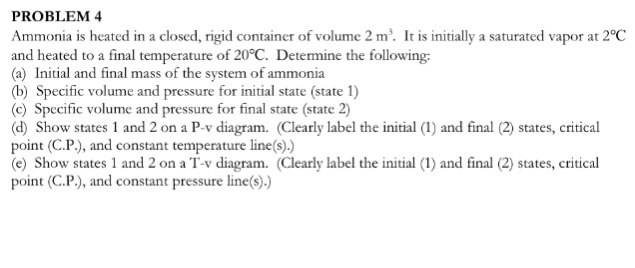 Solved PROBLEM 4 Ammonia is heated in a closed, rigid | Chegg.com