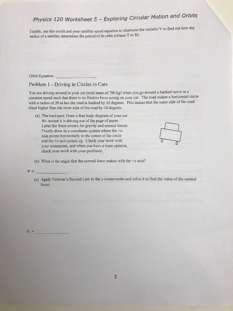 Solved Physics 120 Worksheet 5 - Exploring Circular Motion | Chegg.com