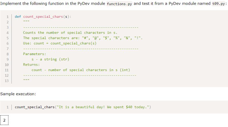 Solved Sample execution: Implement the following function | Chegg.com