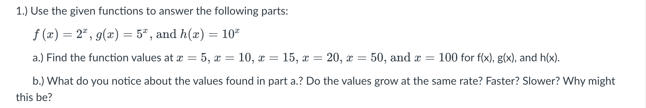 Solved 1.) ﻿Use the given functions to answer the following | Chegg.com