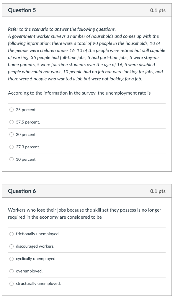 Solved Question 5 0.1 pts Refer to the scenario to answer | Chegg.com