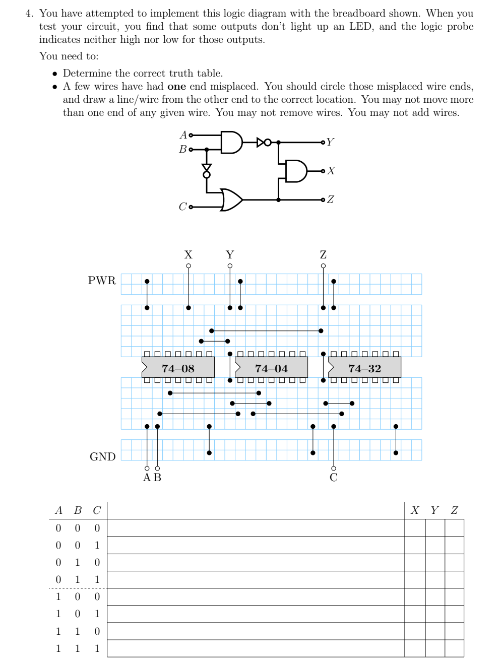 Solved 4. You have attempted to implement this logic diagram | Chegg.com