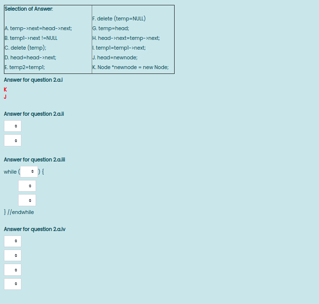 Solved Answer question 2.a.i to 2.a.iv, by write the correct | Chegg.com