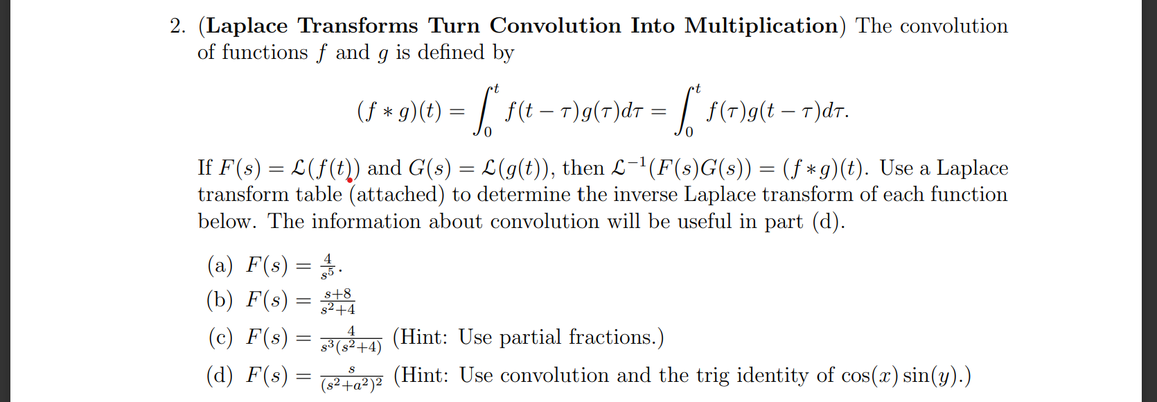 Solved (Laplace Transforms Turn Convolution Into | Chegg.com