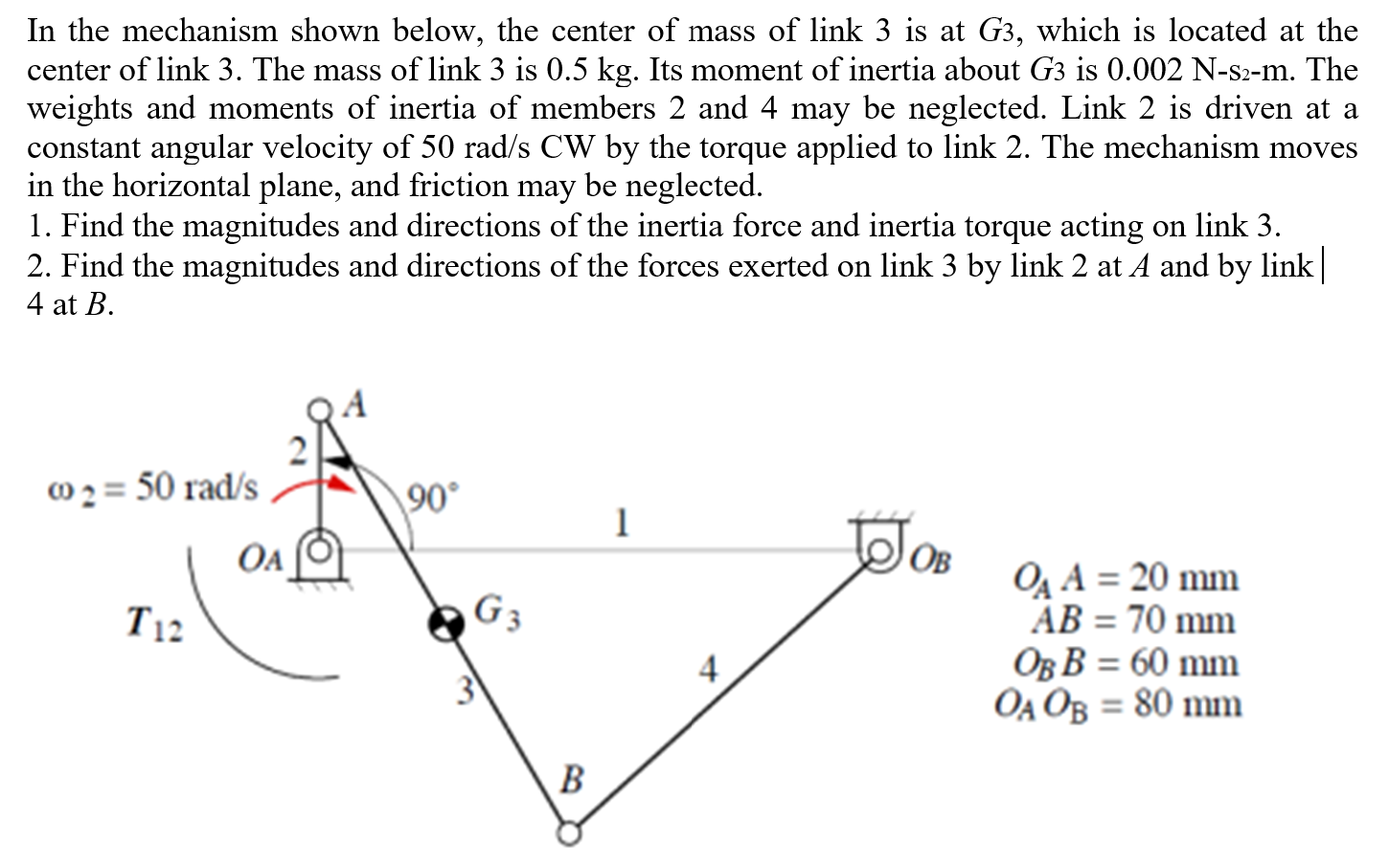 Solved In the mechanism shown below, the center of mass of | Chegg.com