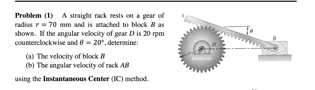 Solved Problem (1) A straight rack rests on a gear of radius | Chegg.com