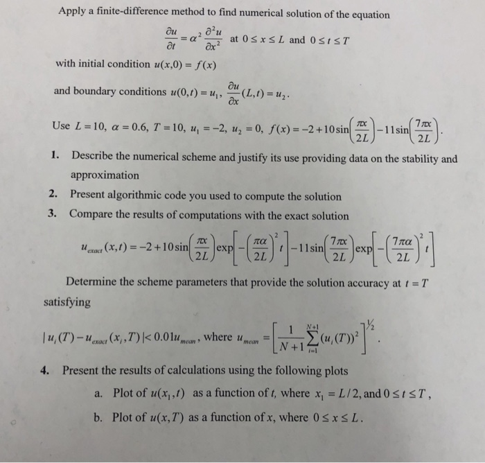 Solved Apply a finite-difference method to find numerical | Chegg.com