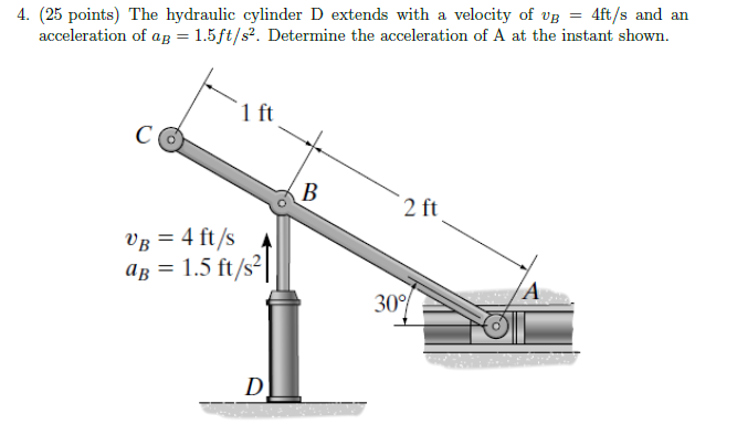 Solved 4. (25 points) The hydraulic cylinder D extends with