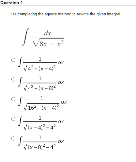 Solved Question 2 Use completing the square method to | Chegg.com