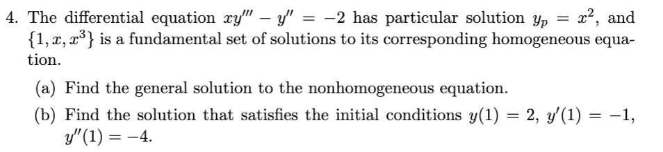 Solved 4. The differential equation ry