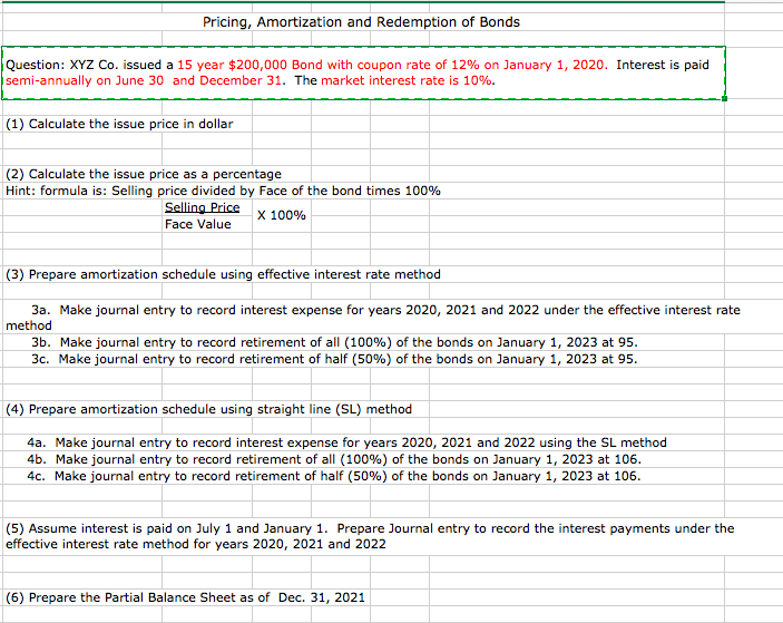 Solved Pricing, Amortization and Redemption of Bonds | Chegg.com