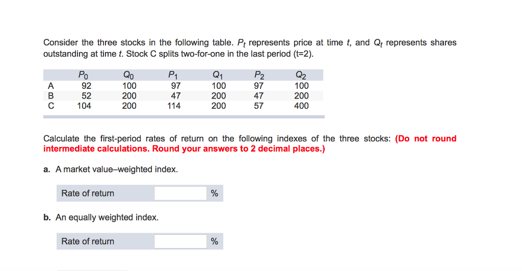 Solved Consider The Three Stocks In The Following Table. Pt | Chegg.com