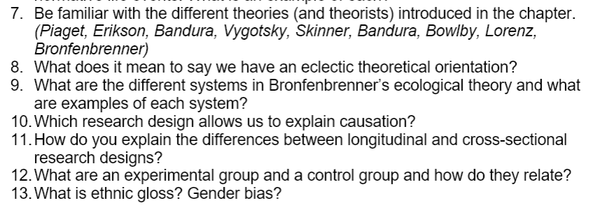 7. Be familiar with the different theories and Chegg