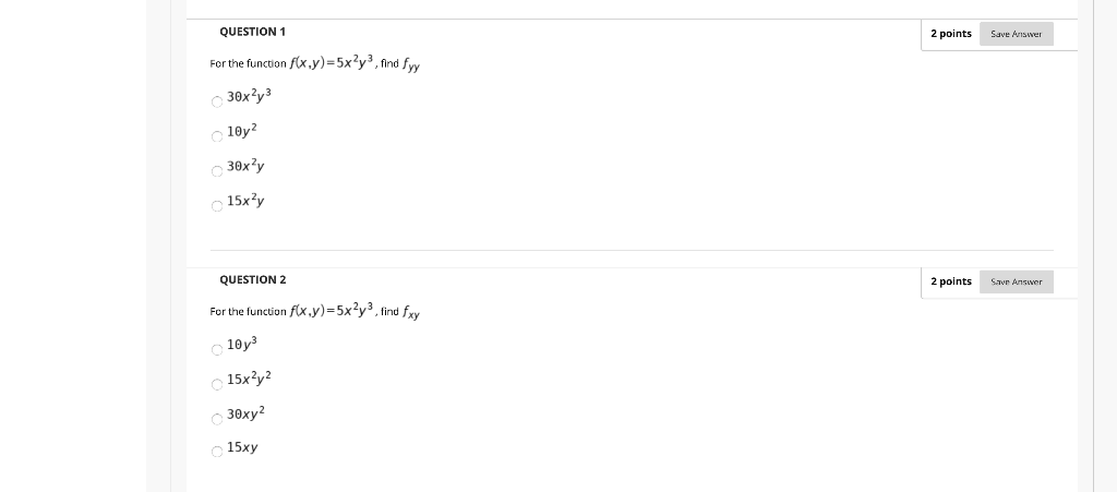 Solved QUESTION 1 2 points Save Answer For the function | Chegg.com