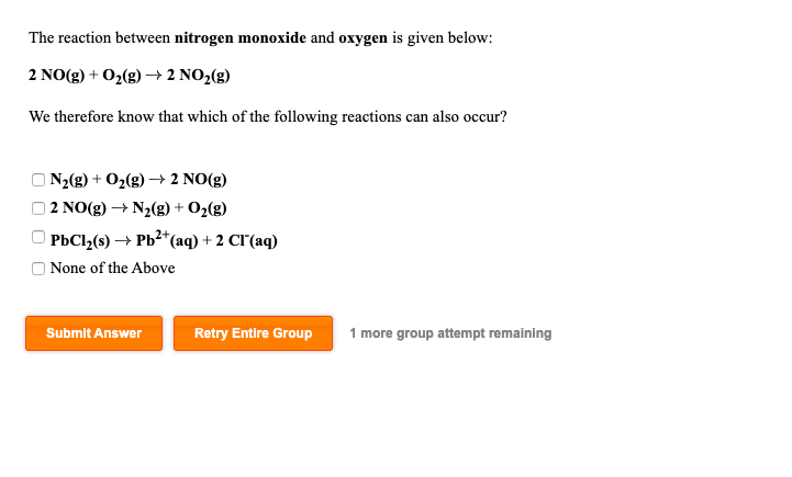 The Reaction Between Nitrogen Monoxide And Oxygen Is