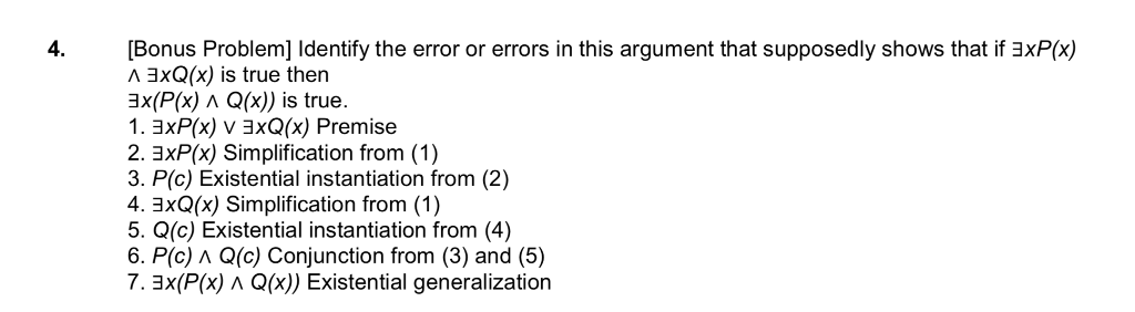 Solved 4.[Bonus Problem] Identify the error or errors in | Chegg.com