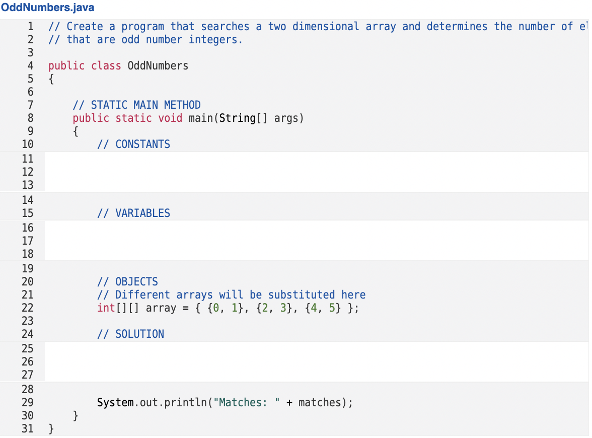 Solved OddNumbers.java | Chegg.com