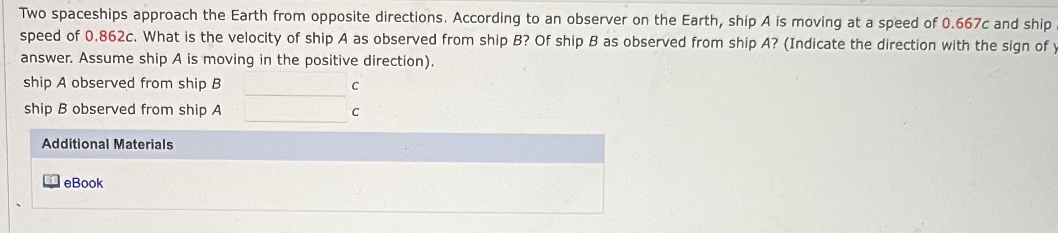 Solved Two spaceships approach the Earth from opposite | Chegg.com 