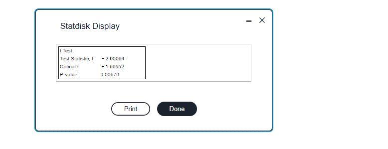 Solved Statdisk Display8.953 g. Test the given claim by | Chegg.com