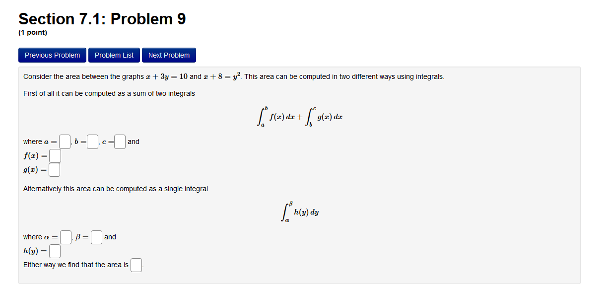 Solved Section 7.1: Problem 9 (1 Point) Previous Problem | Chegg.com