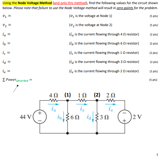 Solved Using the Node Voltage Method (and only this method), | Chegg.com