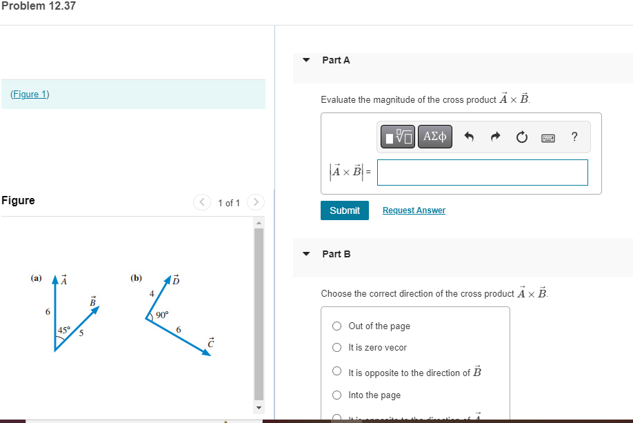 Solved Evaluate the magnitude of the cross product A×B. Part | Chegg.com