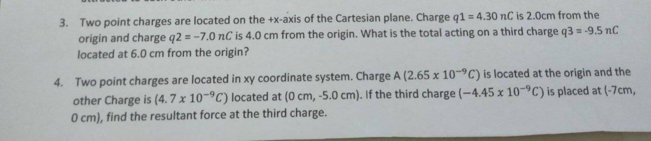 Solved 3. Two point charges are located on the +x-axis of | Chegg.com