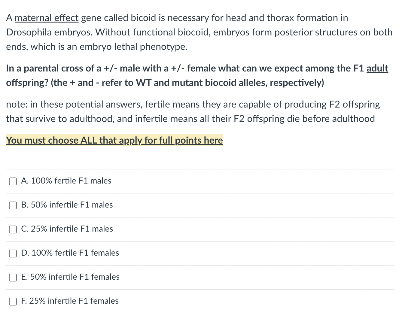 Solved A maternal effect gene called bicoid is necessary for | Chegg.com