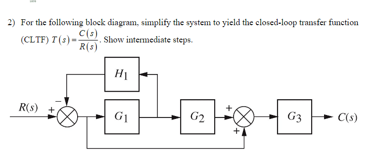 Solved 2) For the following block diagram, simplify the | Chegg.com