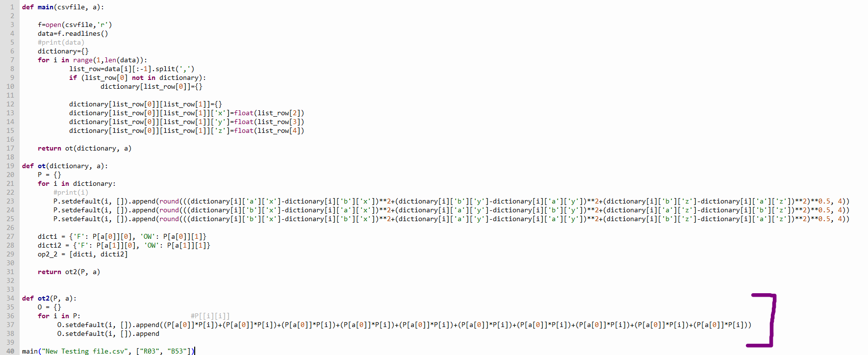The below code, gets everything from the csv file and | Chegg.com