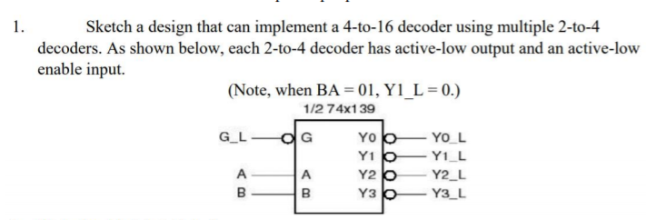 Solved Sketch a design that can implement a 4-to-16 decoder | Chegg.com