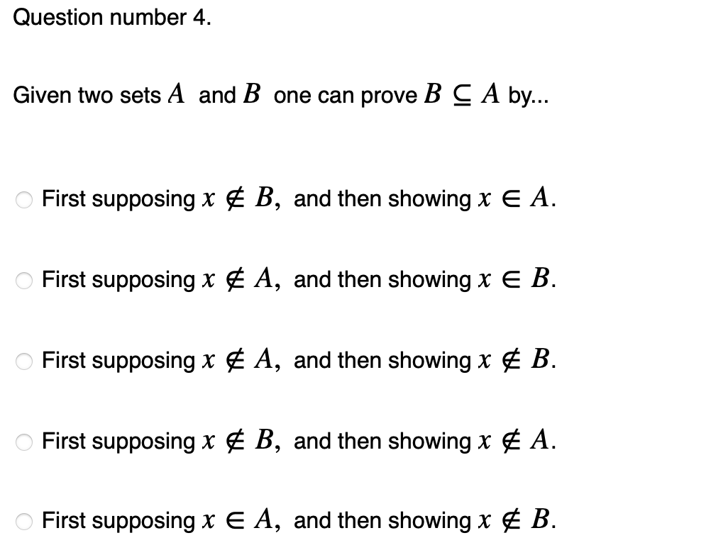 Solved Question Number 4. Given Two Sets A And B One Can | Chegg.com