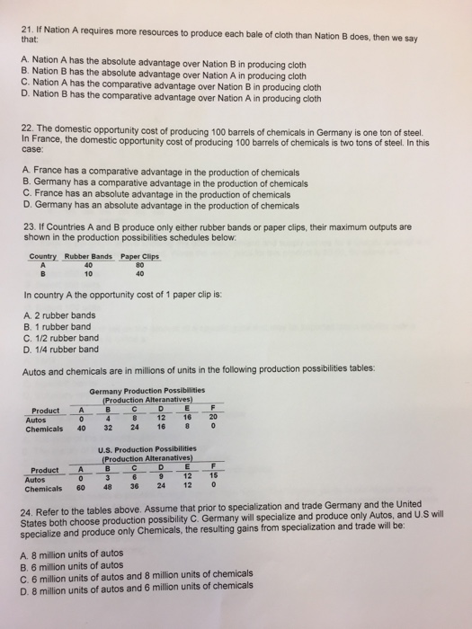 Solved If Nation A Requires More Resources To Produce Each | Chegg.com