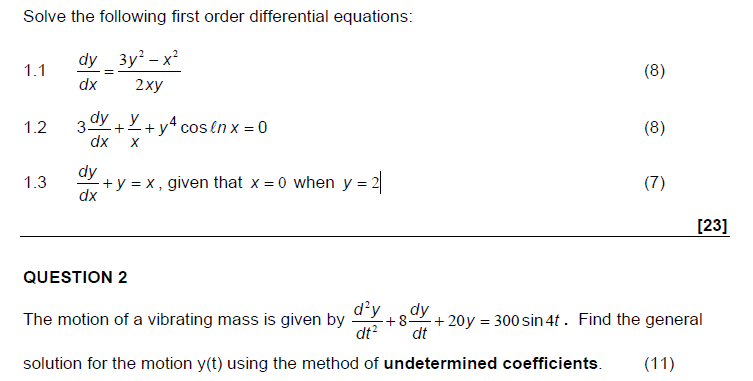 Solved Solve The Following First Order Differential