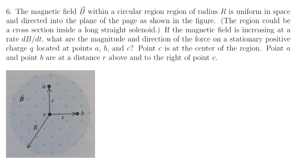 Solved 6. The magnetic field B within a circular region | Chegg.com