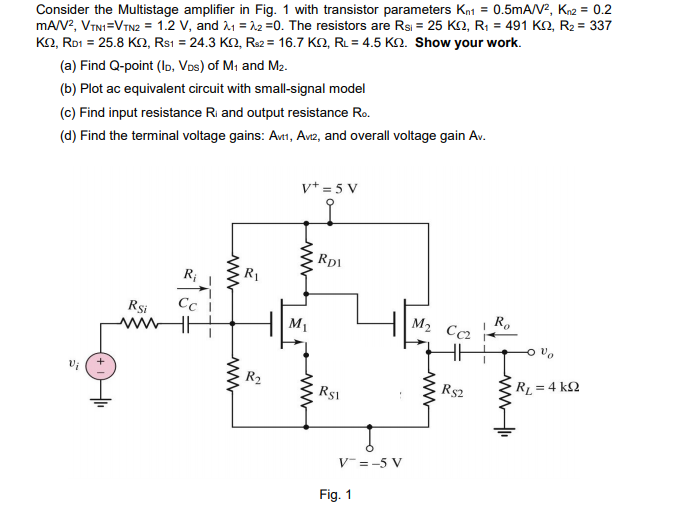 Solved Consider The Multistage Amplifier In Fig. 1 With | Chegg.com