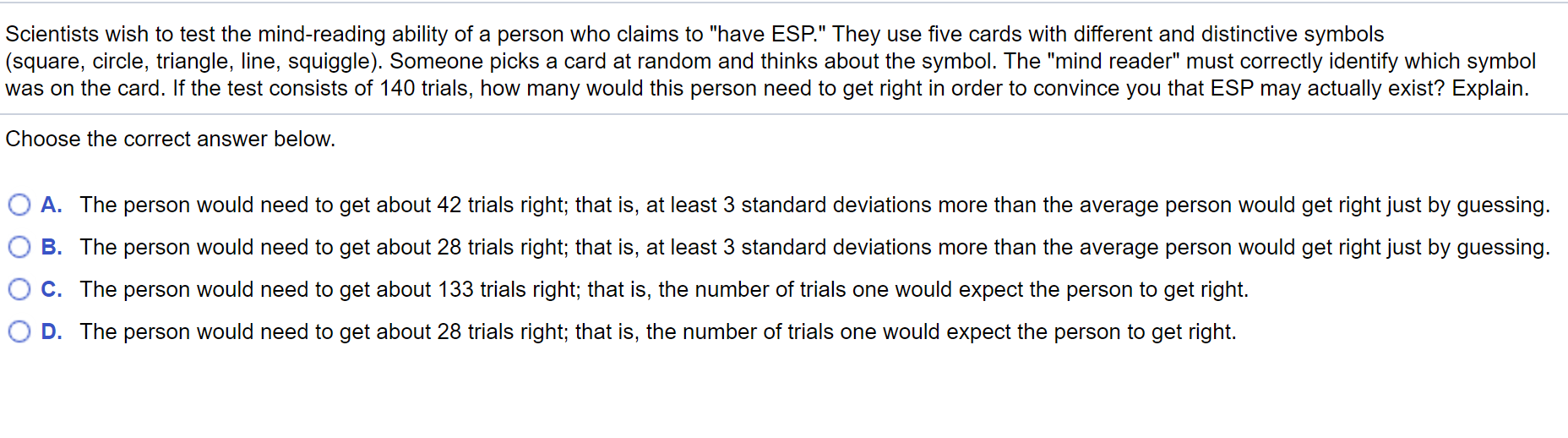 Solved Scientists wish to test the mind-reading ability of a | Chegg.com